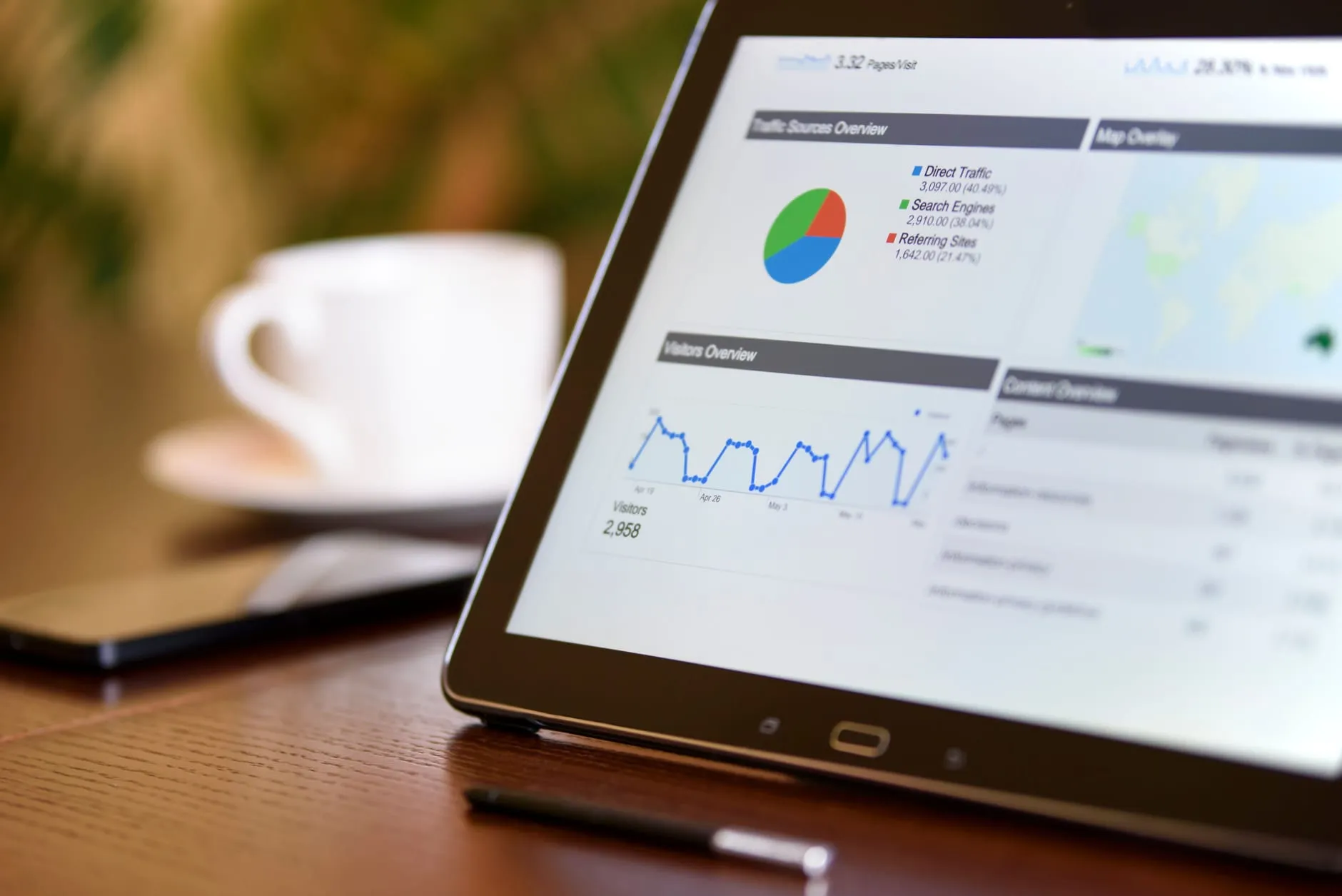 A tablet showing marketing analytics charts, representing digital ad campaigns for Perth businesses