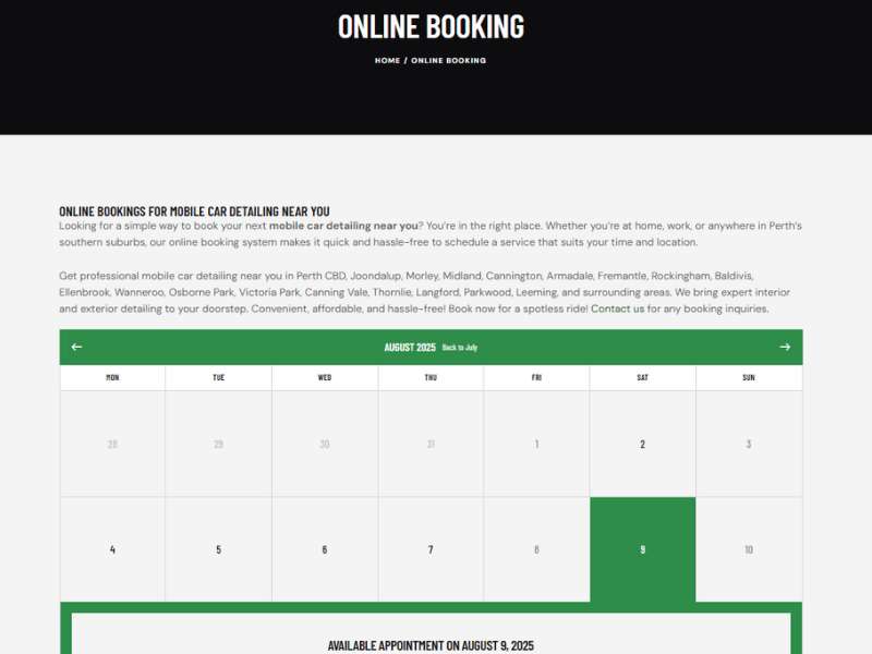 next car detail booking page developed by Witeds.com